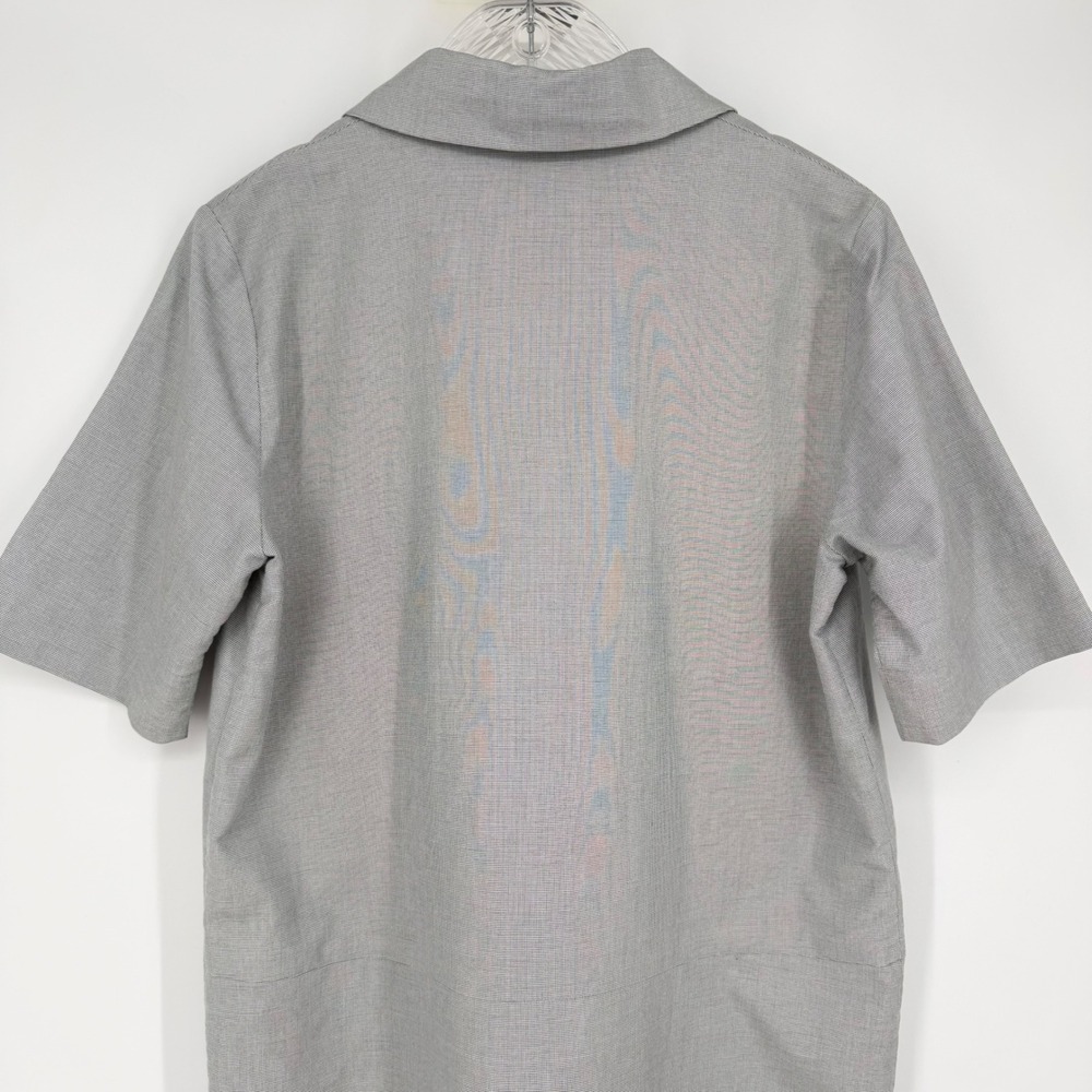 COS Short-Sleeved Cocoon Shirt Dress Grey Micro-Check Cotton Blend Collared 10 - Picture 11 of 16